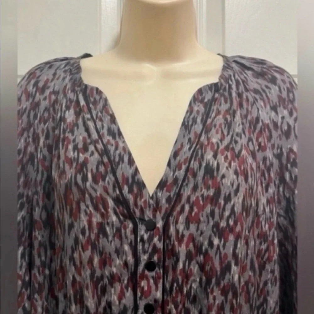 Comptoir Des Cotonniers Silk Dress Drop Waist V-Neck Abstract-Size 6 US- EUC